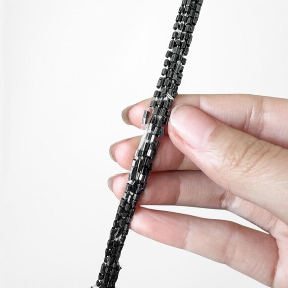 Vintage Gray Black Floral Beaded Silk Bodycon Side Slit Maxi Prom Dress Size S - Picture 9 of 9